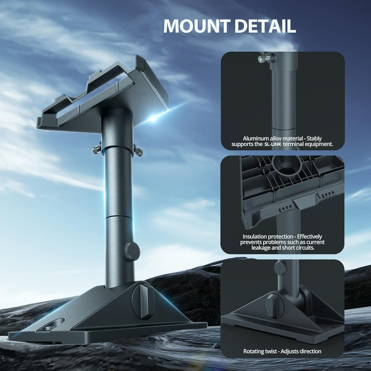 Aluminium roof clamp mount installed on a metal roof